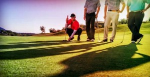 Guys golfing