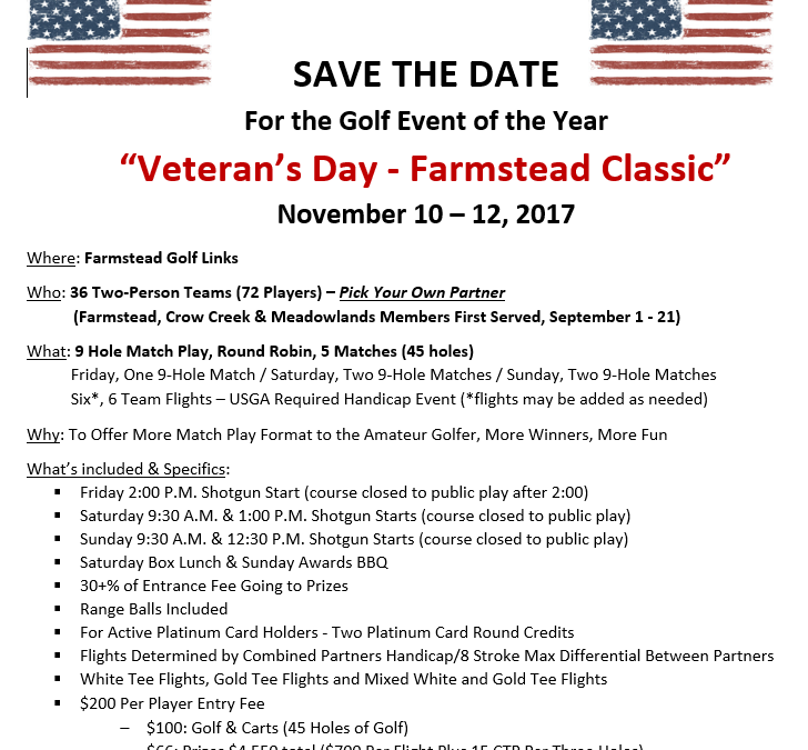 Farmstead – Veteran’s Day Classic
