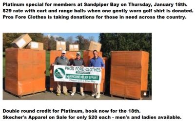 Sandpiper Bay (January 18, 2018) – Donate a golf shirt!!!!!