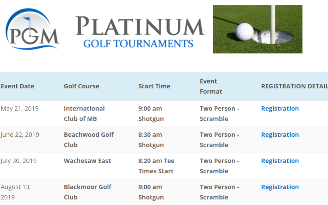 Platinum Golf Member Tournaments (Event Calendar)
