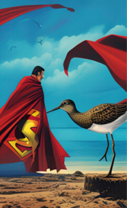 Sandpiper - Bird Steals Superman's Cape